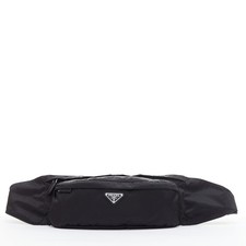 Prada Nylon Triangle Buckle Belt Bag Women Black One Size