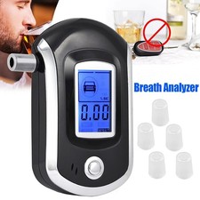Portable Mini Breathalyzer with 5 Mouthpieces - Accurate BAC Tester for Home Use