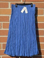 New Eileen Fisher 100 Crushed Silk Skirt Size Medium Ultramarine Blue NWT 198