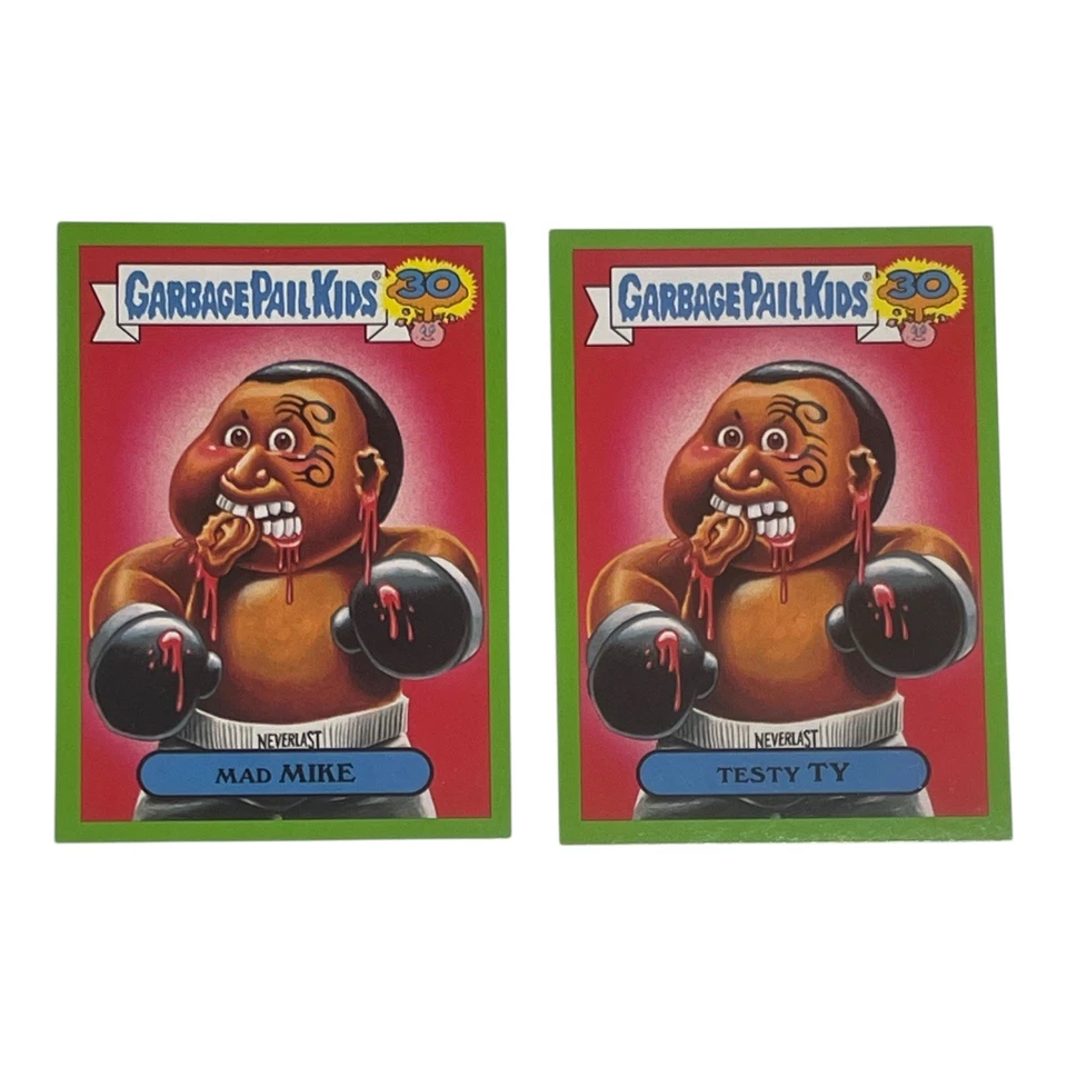 2015 Garbage Pail Kids 30th 80s Mad Mike Green Border & Testy Ty Red Border GPK - Image 3 of 4