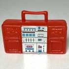Vintage Barbie Doll Red Boom Box Tape Cassette Radio Hollow Plastic Toy Boombox