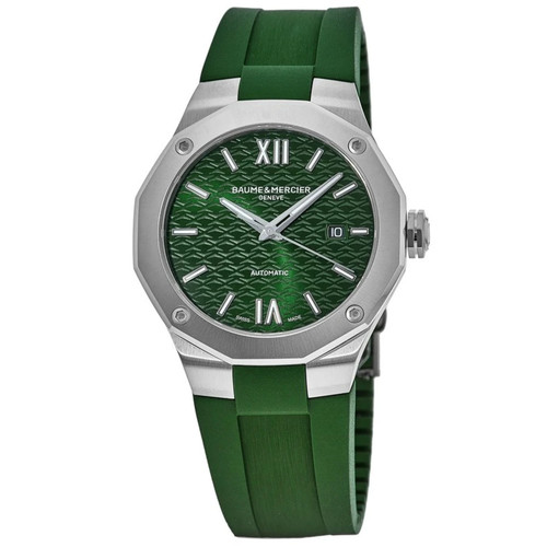 New Baume & Mercier Riviera Automatic Green Dial Rubber Strap Men's Watch 10618