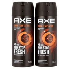 2 Pack Axe Dark Temptation Mens Deodorant Body Spray, 150ml 5.07oz 