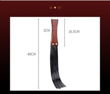 Black Genuine LEATHER Tassel TAWSE 18.9'' with Wooden Handle (cane)