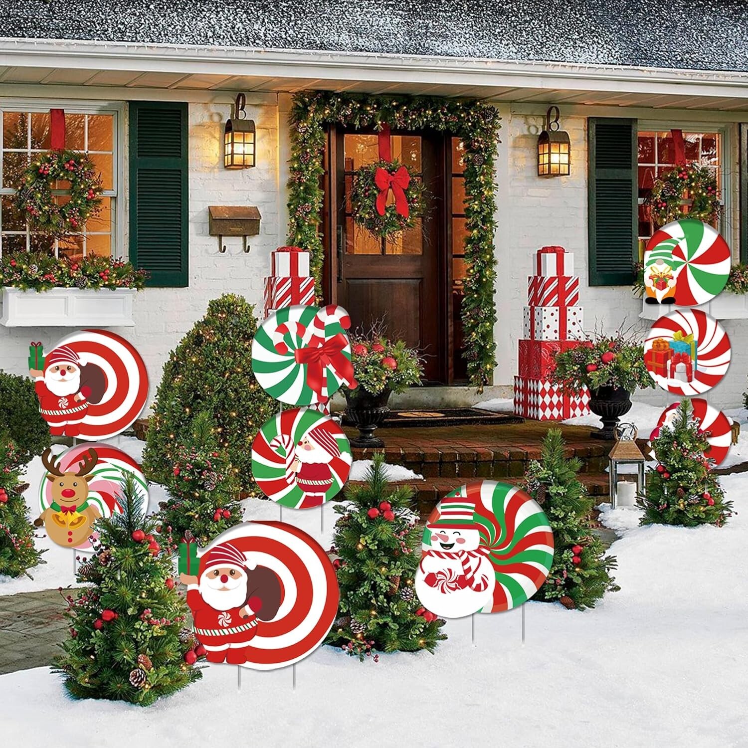 12 PCS Christmas Outdoor Yard Signs Christmas Walkway Decorations