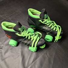 MACH 5 ROLLER SKATES Size 8 VINTAGE Seneca Black Neon Green Wheels 80s Old