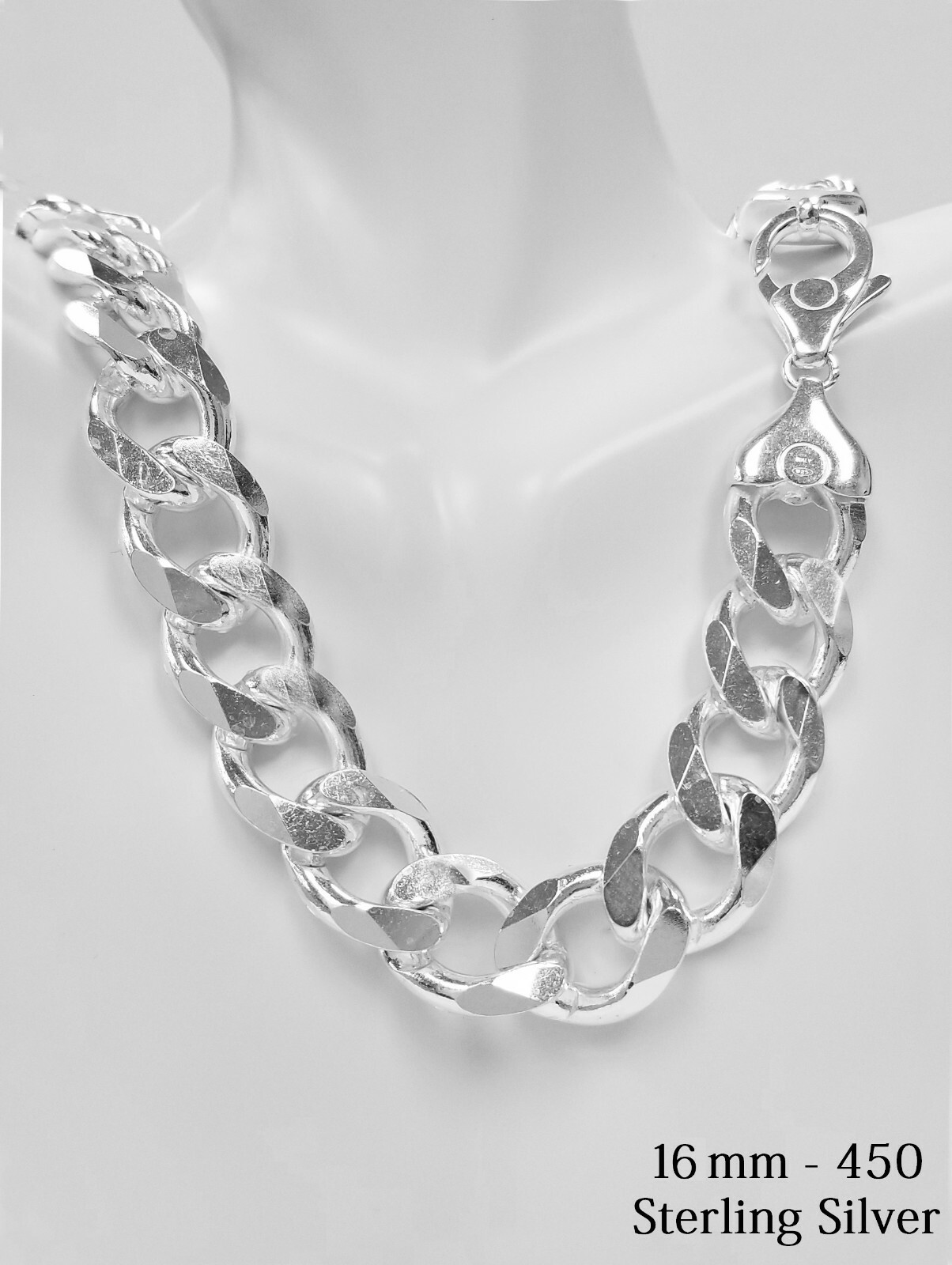 Sterling Silver THICK SOLID CURB LINK Necklace or Bracelet ,925 Italy made