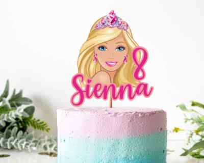 Barbie Birthday personalised cake topper, Custom Barbie cake topper
