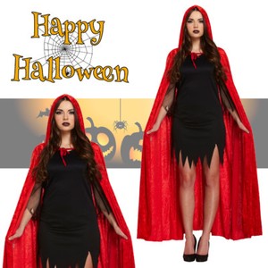 red hooded cloak with sleeves
