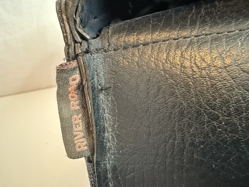 Vintage River Road Motorcycle Saddle Bag Black Leather Buckles Straps - Foto 10 di 10