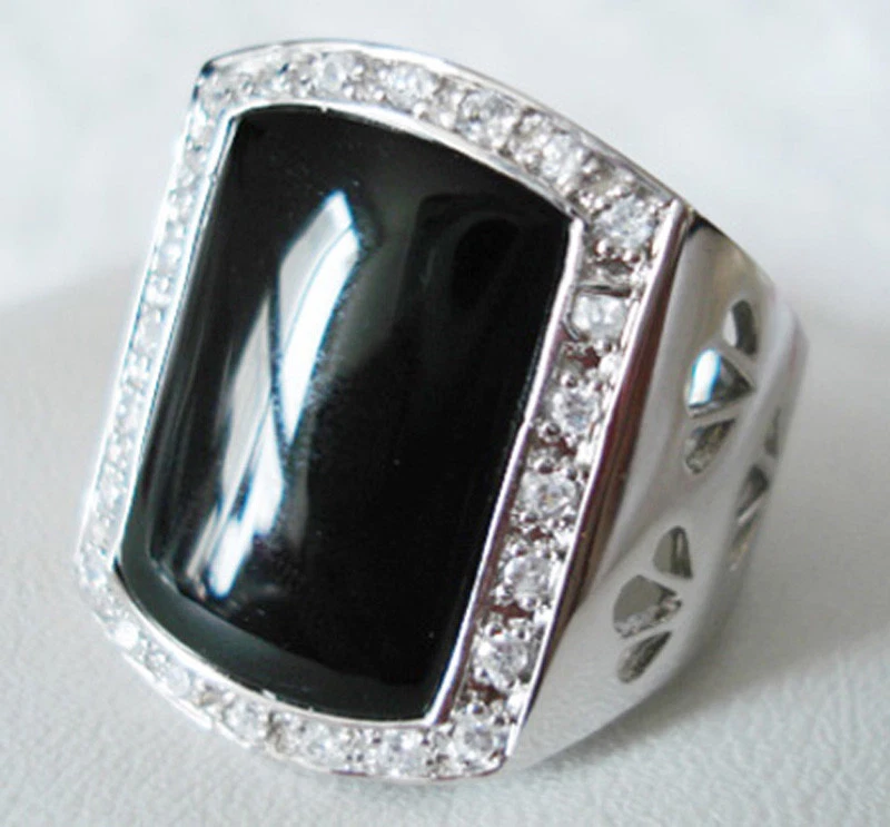 Винтажное инкрустированное агатом бирюзовое нефритовое кольцо для мужчин унисекс модная бижутерия подарок - Изображение 2 из 4