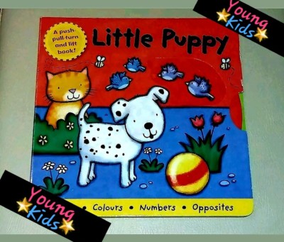  LITTLE PUPPY: BONNIER BOOKS LTD - PUSH-PULL-TURN & LIFT (BOARDBOOK, 2010) SEHR GUTER ZUSTAND! 