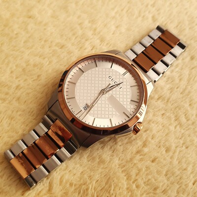 Gucci 126.4 18K Rose Gold Plated & Stainless Steel Two Tone Men's