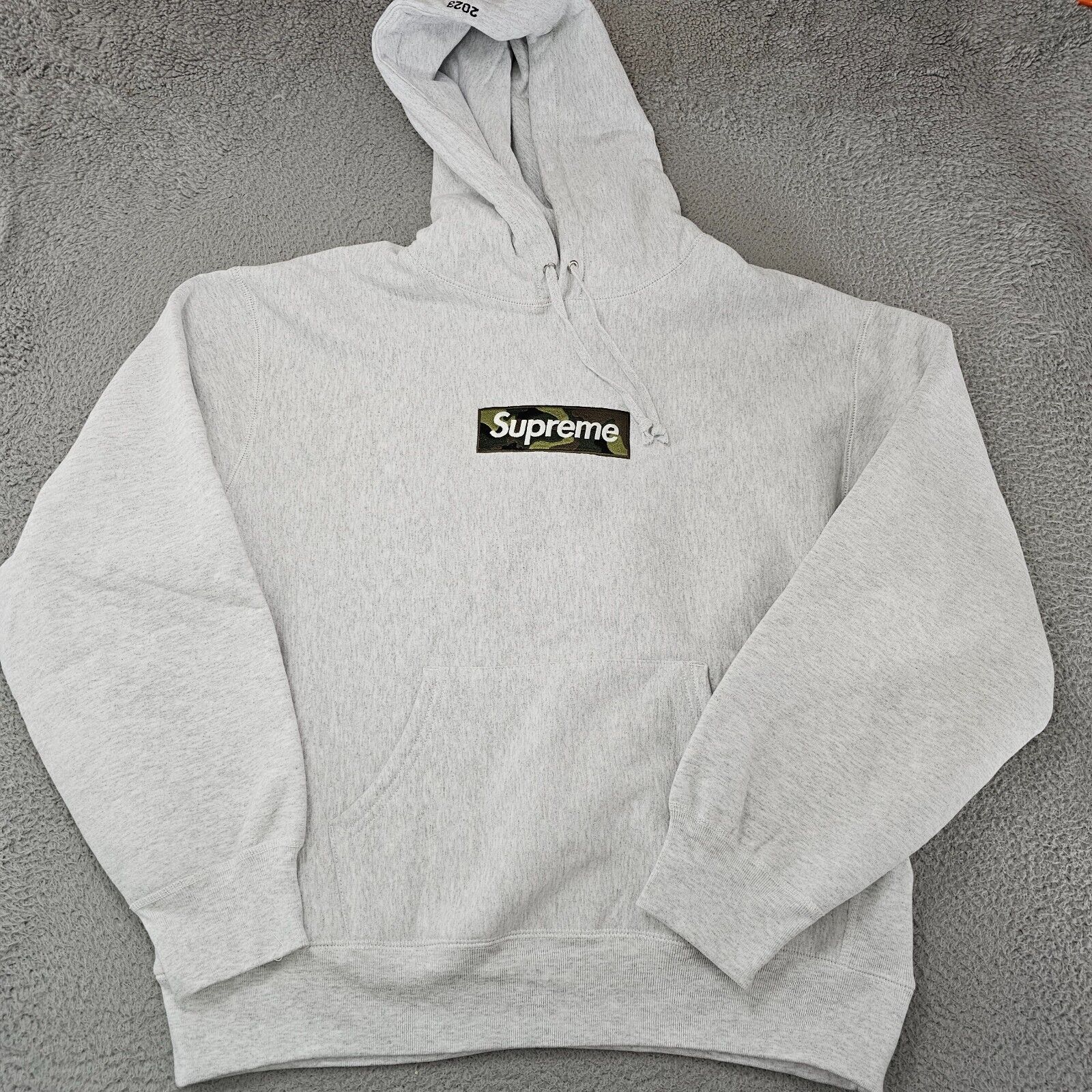 Supreme Box Logo Hooded Sweatshirt Ash Grey Hoodie FW23 2023 Sizes Small - XL