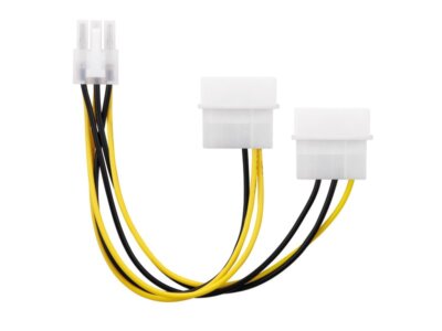 2x 4-polig IDE Molex auf 1x 6-polig PCI-E Strom-Adapter-Kabel für Grafikkarte