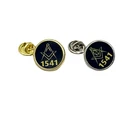 Personalised Masonic Lapel Pin Badge - Freemason - Add Lodge Number - Navy Blue