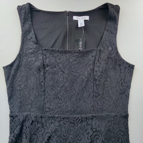 WHITE HOUSE BLACK MARKET Lace Fit and Flare Dress 14 Sleeveless Square Neck NWT - Picture 4 of 7