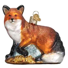 Old World Christmas RED FOX (12189) Glass Ornament w/ OWC Box
