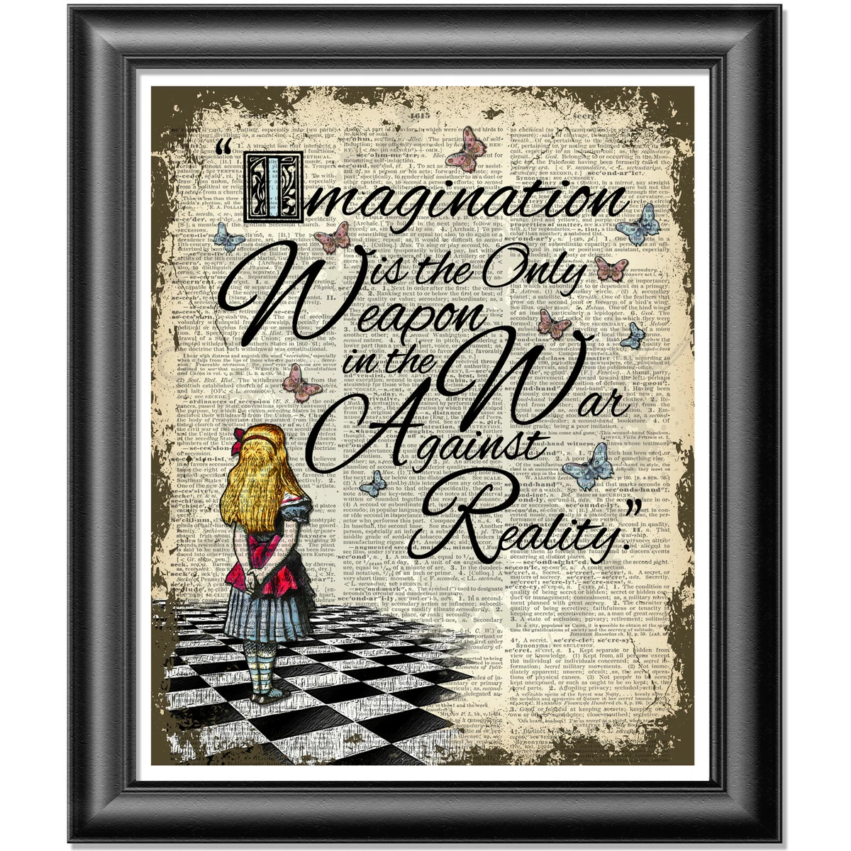 jøde Stærk vind pære Alice in Wonderland IMAGINATION quote Art Print on Dictionary Book Page,  Decor | eBay