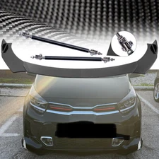For Kia Carbon Fiber Front Bumper Lip Splitter+Spoiler+Strut Rods