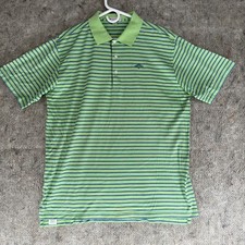 Peter Millar Men's Size L Green Striped Cotton Stretch Short Sleeve Polo Shirt
