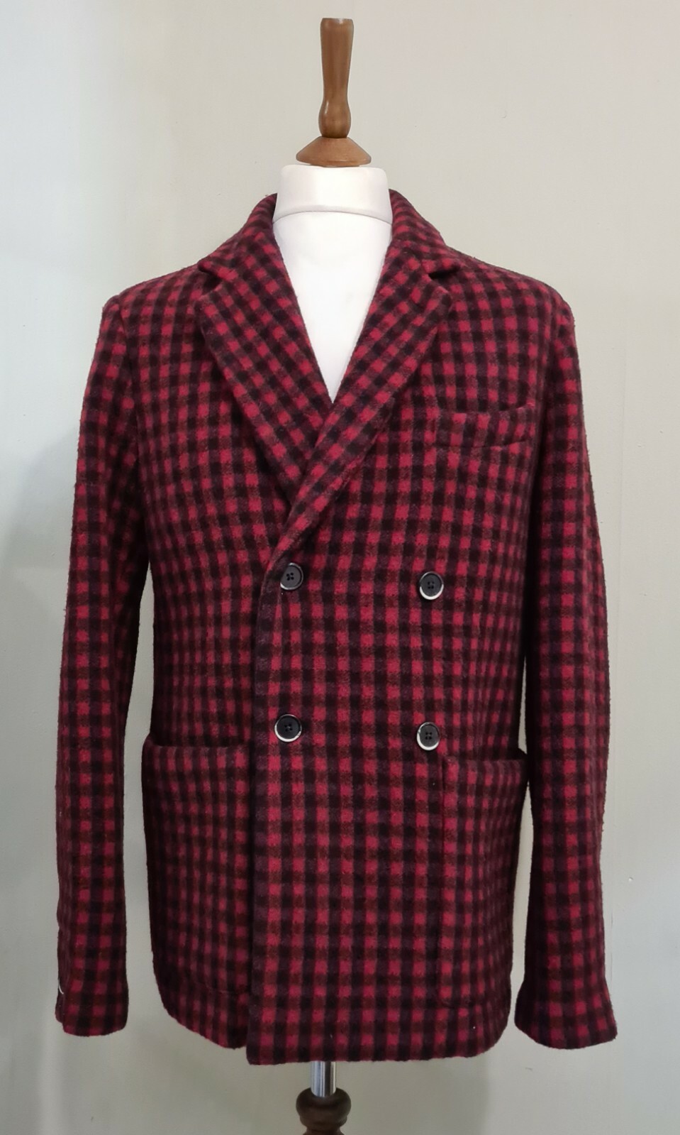 Barena Venezia Double Breasted Plaid Wool Sportcoat Red Size uk 40 eu50 RRP £615