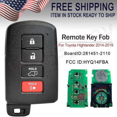 Smart Key For Toyota Highlander 2014 - 2019 Keyless Remote Key Fob 281451-2110
