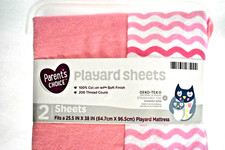 Parent Choice 100 Cotton 200 Thread Count Play Yard Sheets Pink 25.5" x 38"