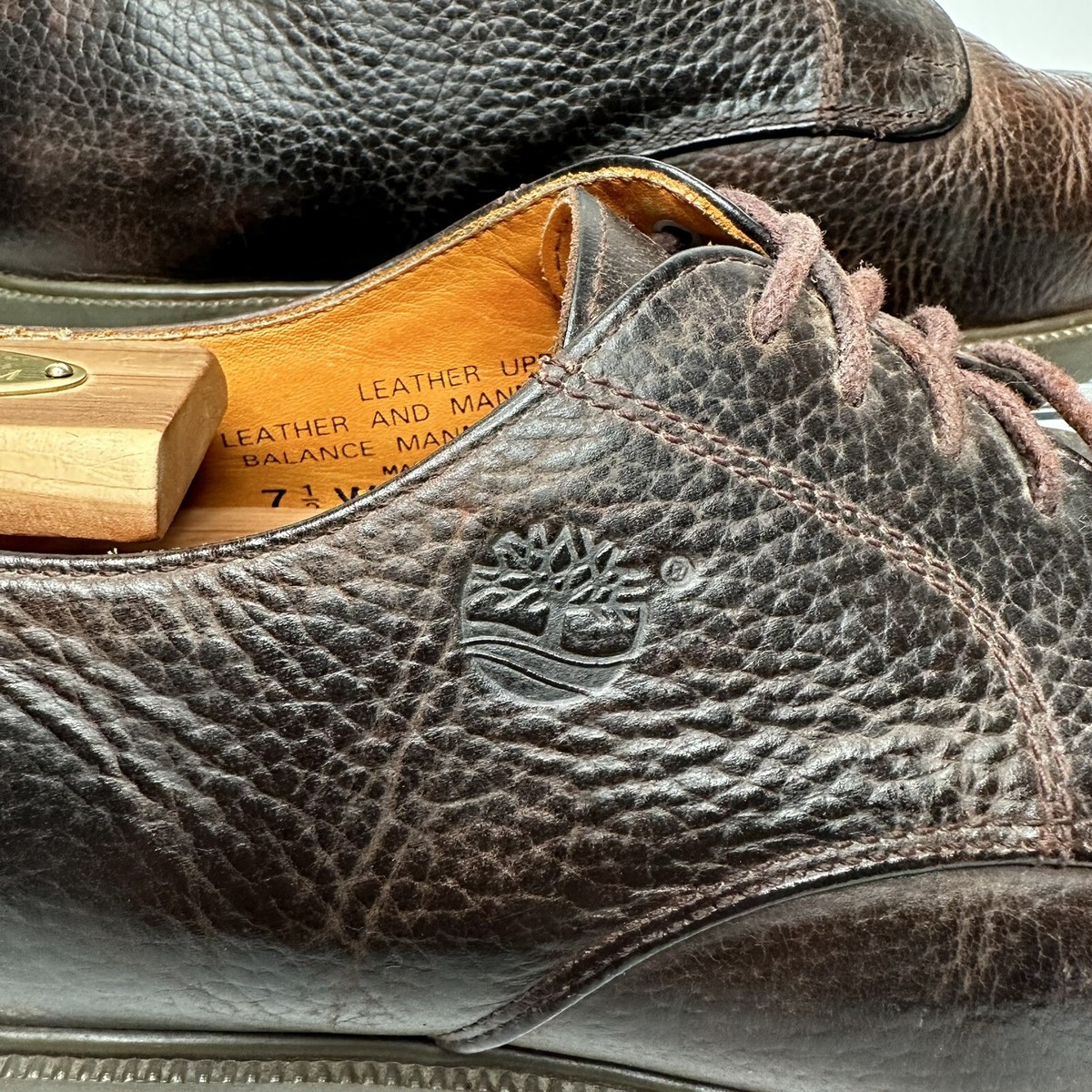 Timberland Waterproof Oxford Shoes Brown Leather Lace Up Mens 7 M 96080 Timberland Waterproof Genine Pebbled Leather Derby Shoes  main image 4