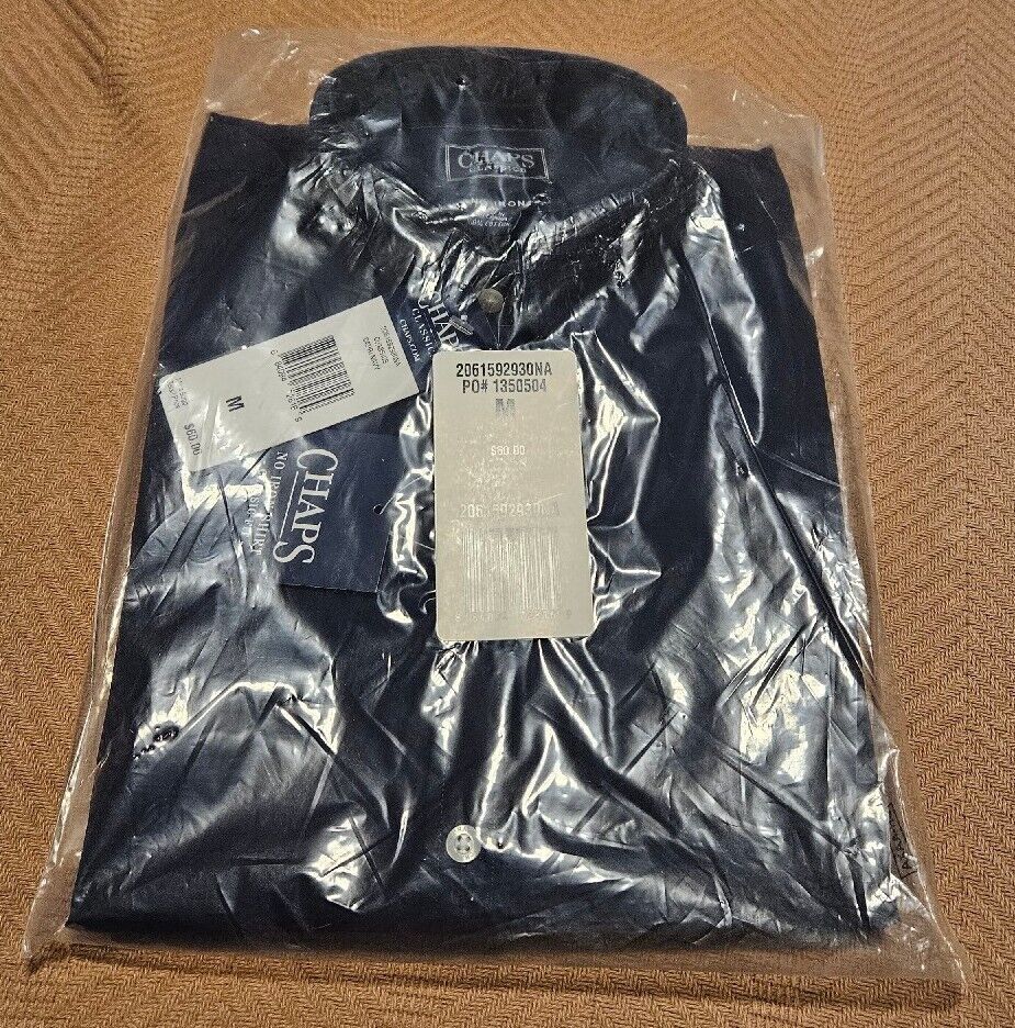 Chaps No Iron Long Sleeve Button Up Shirt Men's Size Medium Blue