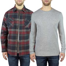 Jachs New York 2-Pack Men's Waffle Thermal  Flannel Shirt Red Gray Plaid NEW 