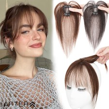 Clip in Bangs 100 Remy Human Hair Piece Topper Wipsy Fack Bangs 3D Air Bangs