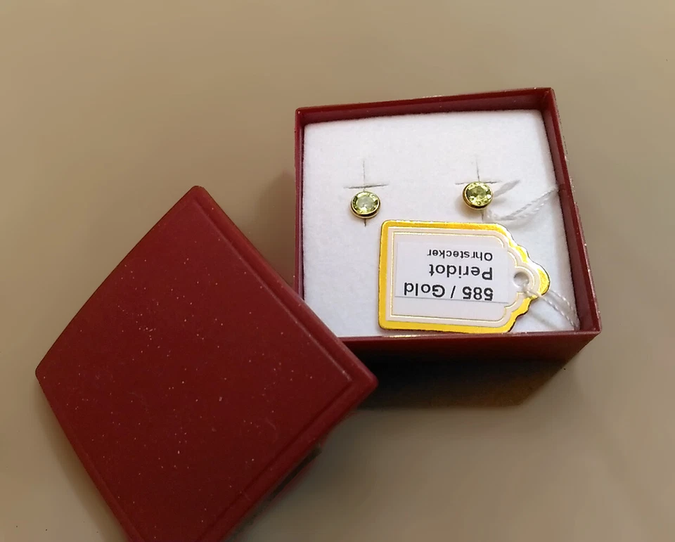 585 ECHT GOLD *** Peridot Ohrstecker 4,5 mm Ø - Bild 2 von 4