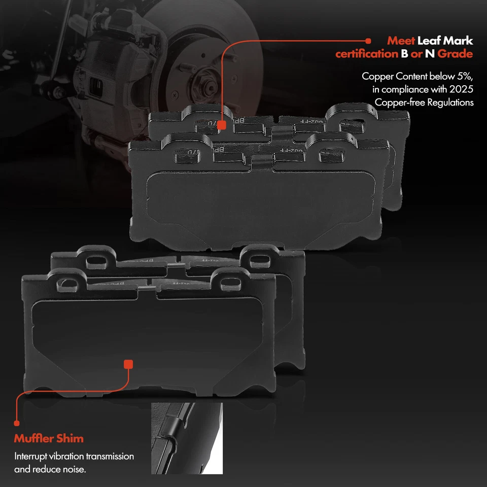 8x Pastillas de freno delanteras y traseras para Infiniti FX50 G37 M37 M56 Q50 Q60 Q70 Nissan 370Z Foto 2 de 4