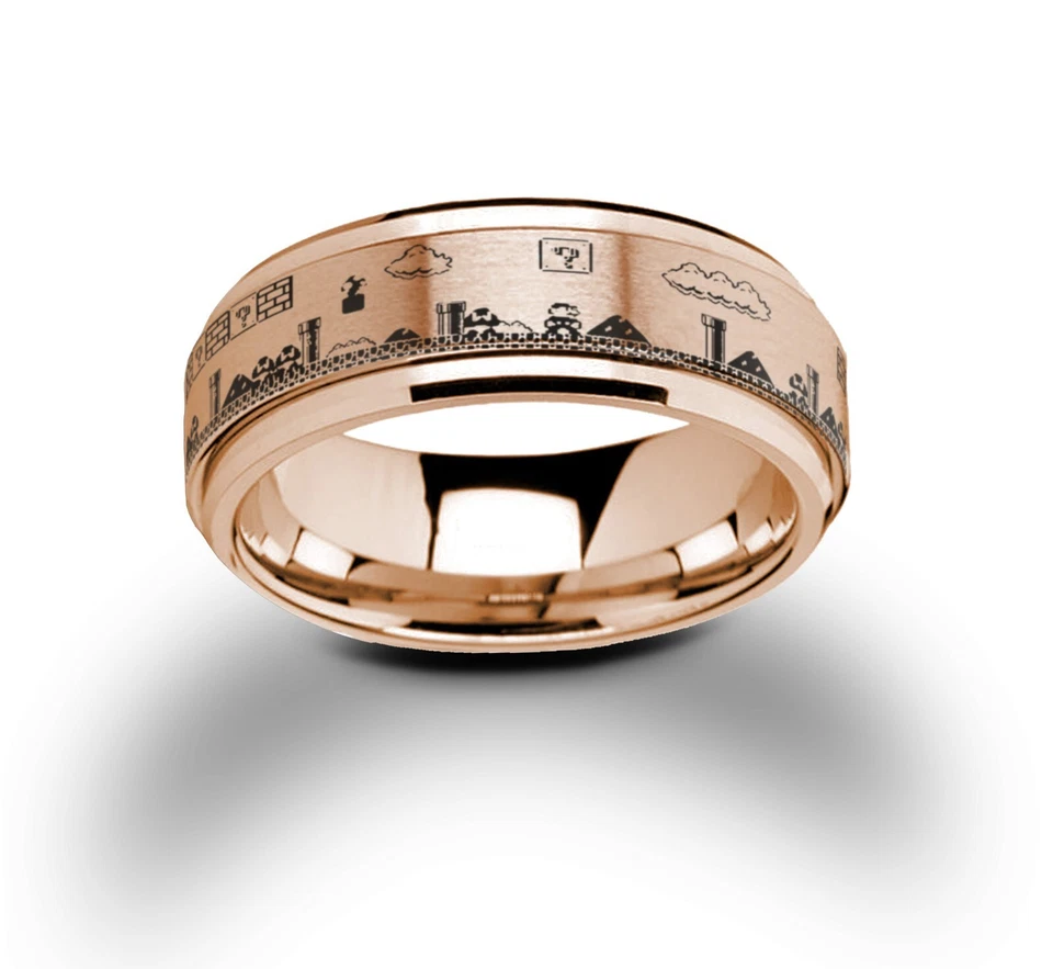 Mario Bros Video Game Spinner Ring, Tungsten Carbide Wedding Ring  8mm - Image 3 of 4