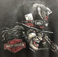 Harley Davidson Mens L Playa Del Carmen Mexico LIZARD on MOTORCYCLE Black Shirt