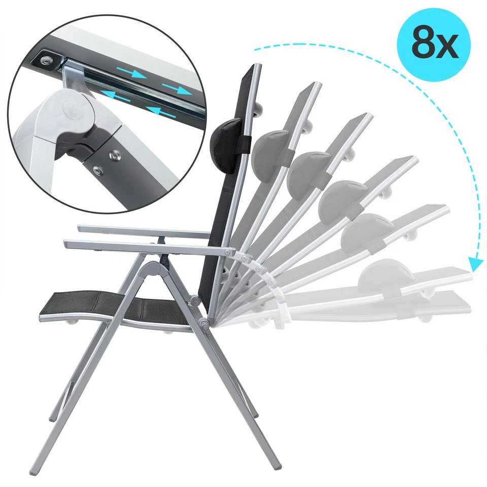 CASARIA® Gartenmöbel Sitzgruppe Essgruppe Aluminium Garten Tisch Klappstuhl Set - Bild 2 von 4