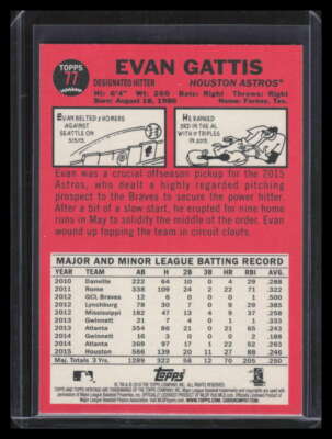 2016 Topps Heritage Red Back 77 Evan Gattis Variation SP