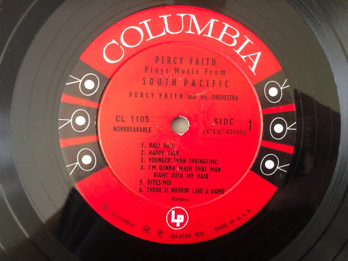 Percy Faith PLAYS MUSIC FROM SOUTH PACIFIC Original 1958 Columbia 