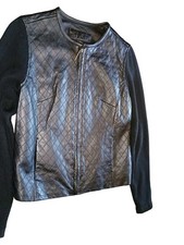 Jaclyn Smith Classic Black Leather/Knit Jacke...