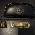 Franklin Mint Collector Knives Gold/Green SS Clip Slipjoint w/ Pouch — photo 1