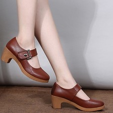 Women Dance Shoes Round Toe Pump Shoes Dancing Ladies Ankle Strap Anti-Slip