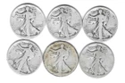 WALKING LIBERTY UNITED STATES HALF DOLLARS GROUP  OF 6 90% SILVER COINS