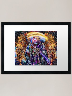 Brennender Sensenmann Engel mit Verbrennung gerahmt Wandbild Poster Leinwanddruck Bild