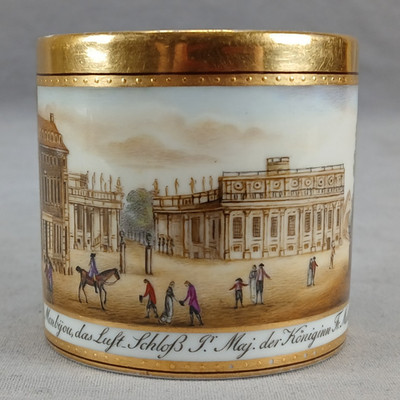 Late 19th Century KPM Berlin Hand Painted Monbijou Palace Coffee Cup 