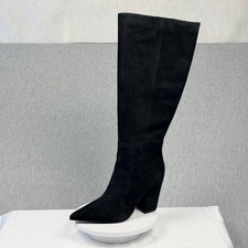 Nine West Adera-WC Black Faux Suede Wide Calf Knee High Boots 8.5M