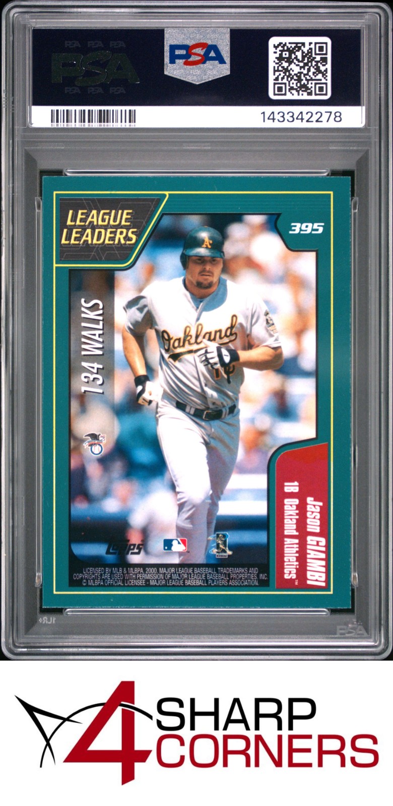 2001 TOPPS #395 BARRY BONDS GIANTS PSA 9 view 2