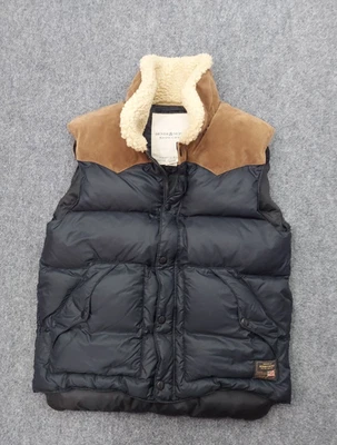 Denim & Supply Ralph Lauren Vest Mens Large Navy Brown Western Sherpa Collar - Image 1 of 4