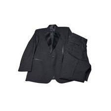 After Six Vintage Black 3 Piece Tuxedo Set Mens 44L 36X33 Peak Lapel USA Formal