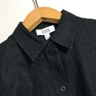 COS Women's Boxy Oversized Fit Button Up Linen Shirt Black Short Sleeve Size 2